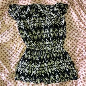 Ruffle black & white tribal design Romper